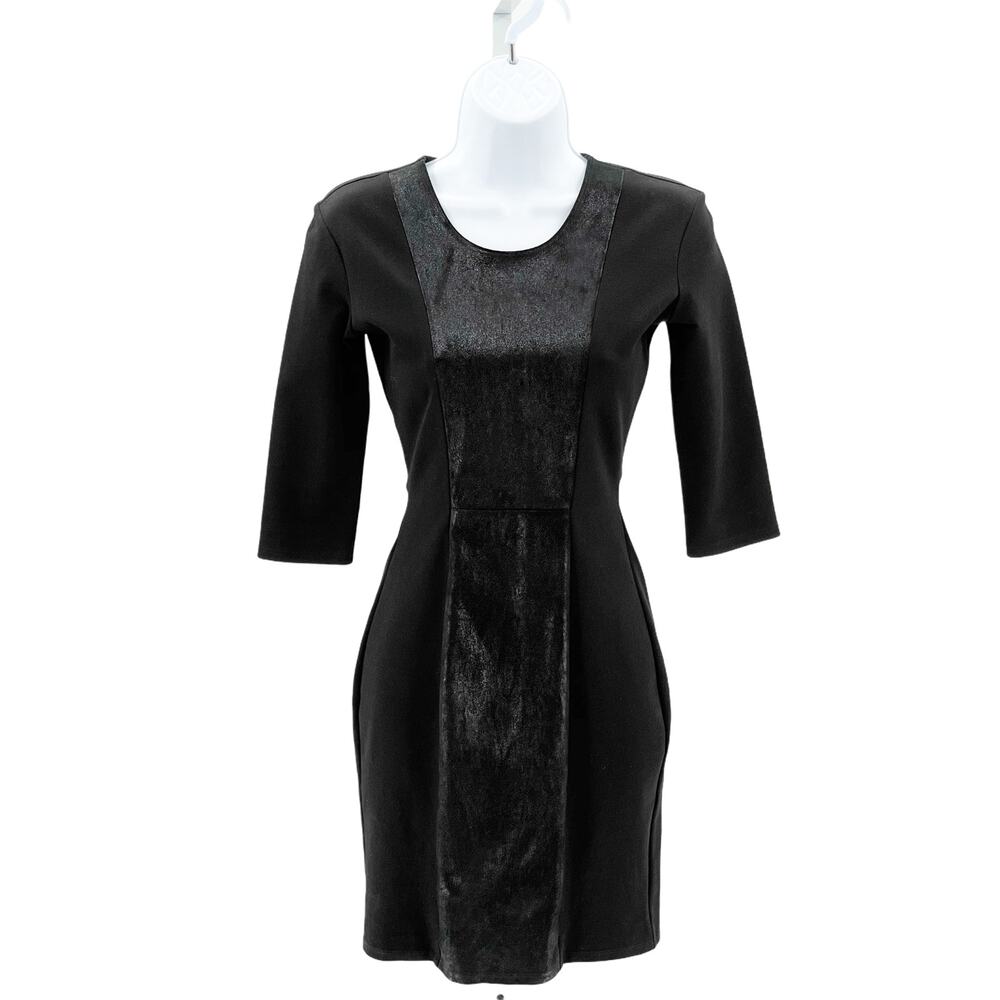 Mason  Bodycon Leather Panel Dress Small Black